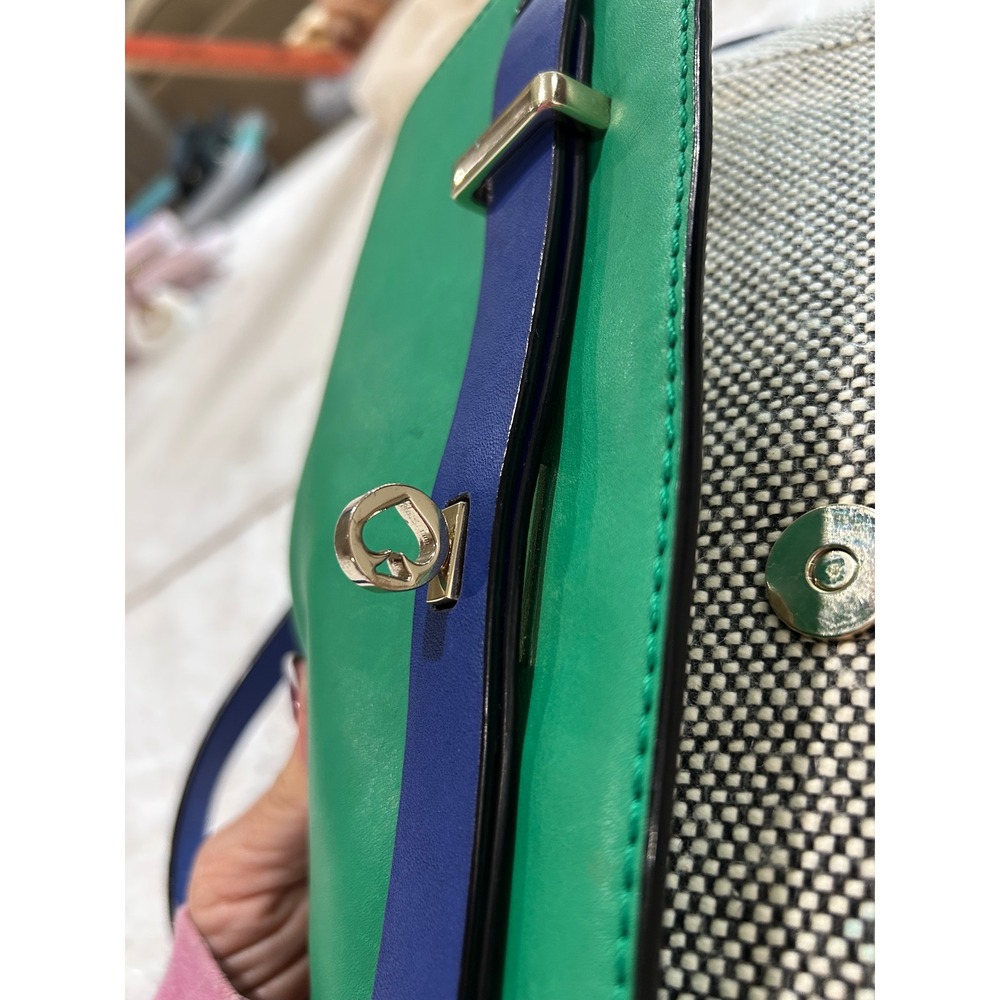 Kate Spade NY Carter Caden St. Crossbody Bag Green Blue Tweed Colorblock Sample - Picture 11 of 16